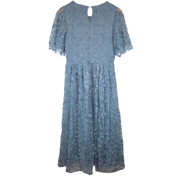 Baltic Born Kendra Embroidered Dress Dusty Blue Midi Size Large - Picture 5 of 12